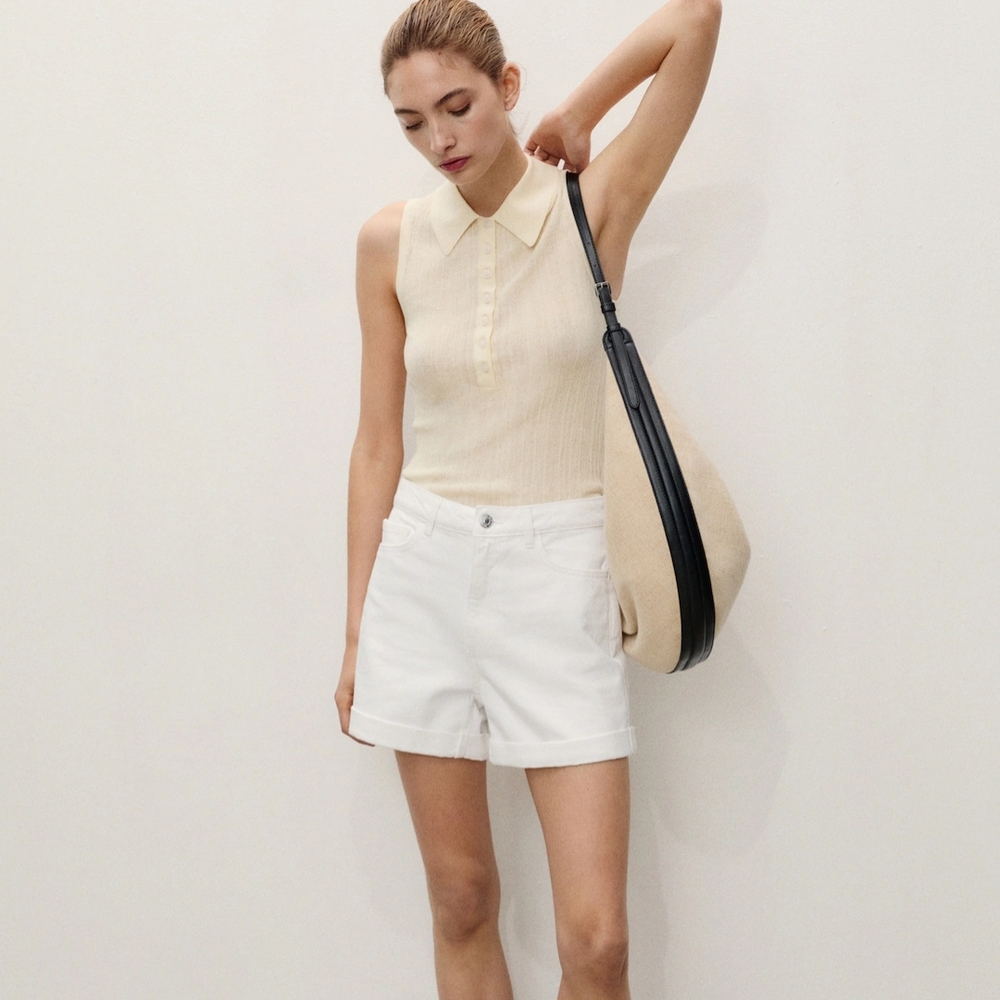 Mango MOM Denim Shorts White XS